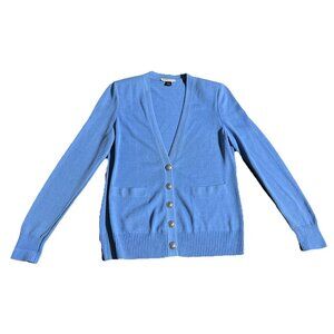St. John Sport Knit Women’s Small Lt Blue Cardigan Wool Blend Long Sleeve READ